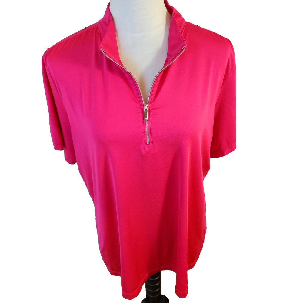 Tail Pink 1/4 Zip Golf Polo Shirt Womens Sz XXL‎ 2XL Pickleball Tennis Golf Top